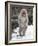 Japanese Macaque (Macaca Fuscata) Female Standing On Hind Legs In Snow, Jigokudani, Japan. February-Diane McAllister-Framed Photographic Print