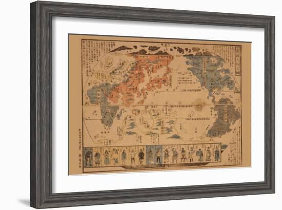 Japanese Map of the World; People of Many Nations-null-Framed Art Print