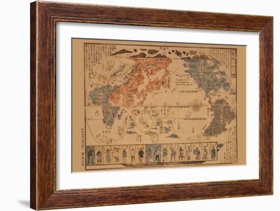 Japanese Map of the World; People of Many Nations-null-Framed Art Print