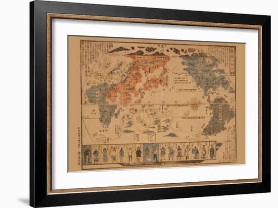 Japanese Map of the World; People of Many Nations-null-Framed Art Print