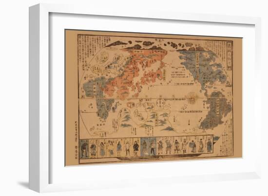Japanese Map of the World; People of Many Nations--Framed Art Print