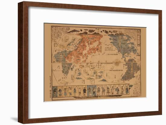 Japanese Map of the World; People of Many Nations-null-Framed Art Print