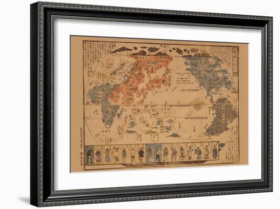 Japanese Map of the World; People of Many Nations-null-Framed Art Print