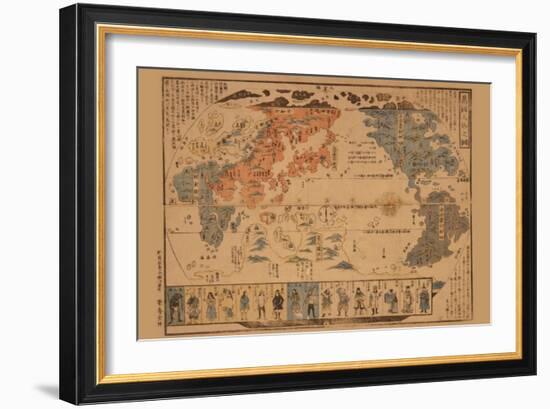 Japanese Map of the World; People of Many Nations-null-Framed Art Print