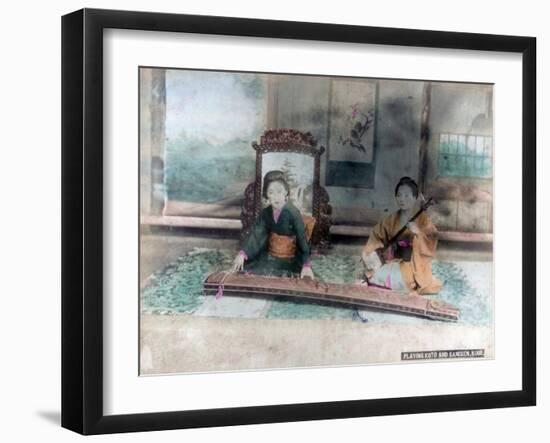 Japanese Music: Women Playing Koto and Samisen, Kobe, Japan-null-Framed Giclee Print