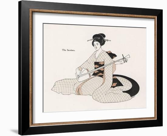 Japanese Musician Plays the Samisen-R. Halls-Framed Art Print