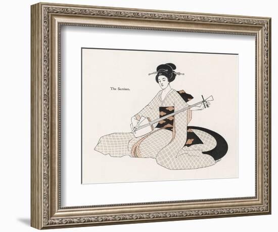 Japanese Musician Plays the Samisen-R. Halls-Framed Art Print