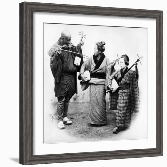 Japanese Musicians, C.1860s-Felice Beato-Framed Photographic Print