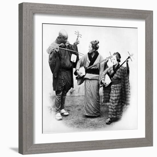 Japanese Musicians, C.1860s-Felice Beato-Framed Photographic Print