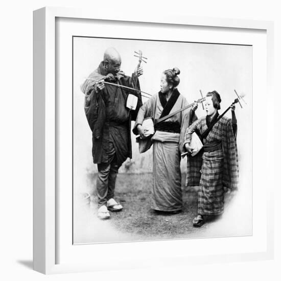 Japanese Musicians, C.1860s-Felice Beato-Framed Photographic Print