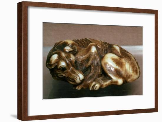 Japanese Netsuke of a dog, 19th century. Artist: Unknown-Unknown-Framed Giclee Print