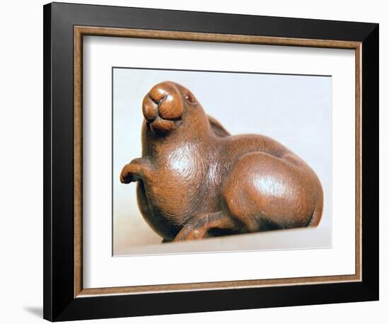 Japanese Netsuke of a hare. Artist: Unknown-Unknown-Framed Giclee Print
