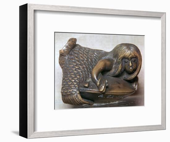 Japanese Netsuke of a mermaid on a clam, 18th century. Artist: Unknown-Unknown-Framed Giclee Print