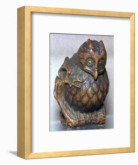 Japanese Netsuke of an owl. Artist: Unknown-Unknown-Framed Giclee Print