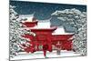 Japanese or Chinese Temple under Snow - Vector Illustration-isaxar-Mounted Art Print
