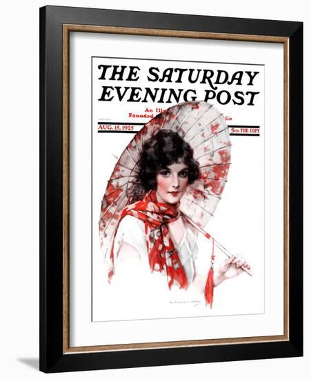 "Japanese Parasol," Saturday Evening Post Cover, August 15, 1925-J. Knowles Hare-Framed Giclee Print