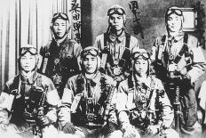 Japanese Kamikaze Pilots Holding Samurai Swords, 1944-45-Japanese Photographer-Photographic Print