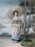 Young Japanese Girl in the Rain, c.1900-Japanese Photographer-Photographic Print