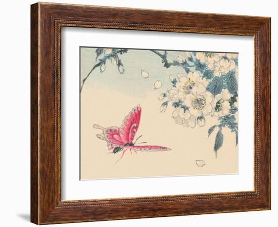 Japanese Pink Butterfly-Haruna Kinzan-Framed Art Print