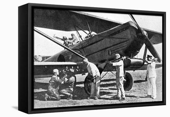 Japanese Plane Being Loaded with Bombs in Manchuria, 1933-Japanese Photographer-Framed Premier Image Canvas