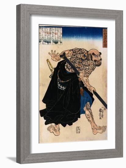 Japanese Print of a Samurai Possibly by Kunisada-Stefano Bianchetti-Framed Giclee Print