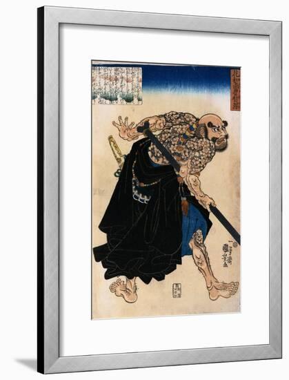 Japanese Print of a Samurai Possibly by Kunisada-Stefano Bianchetti-Framed Giclee Print