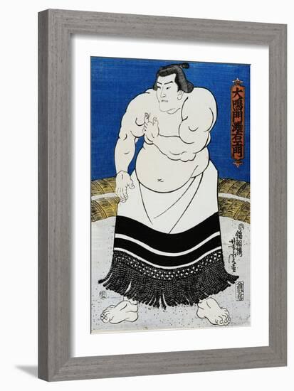 Japanese Print of a Sumo Wrestler Probably by Kunisada-Stefano Bianchetti-Framed Giclee Print