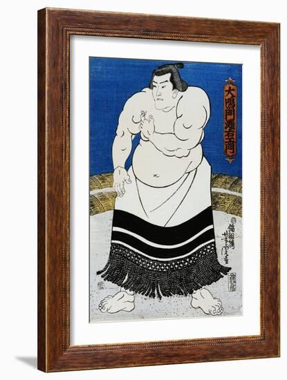 Japanese Print of a Sumo Wrestler Probably by Kunisada-Stefano Bianchetti-Framed Giclee Print