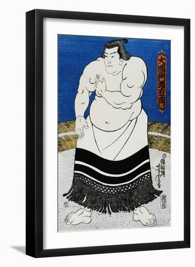 Japanese Print of a Sumo Wrestler Probably by Kunisada-Stefano Bianchetti-Framed Giclee Print