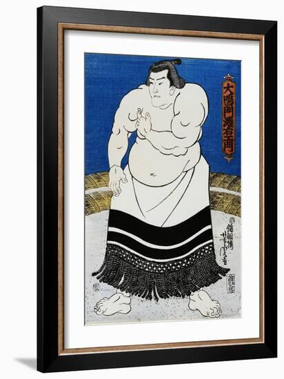 Japanese Print of a Sumo Wrestler Probably by Kunisada-Stefano Bianchetti-Framed Giclee Print