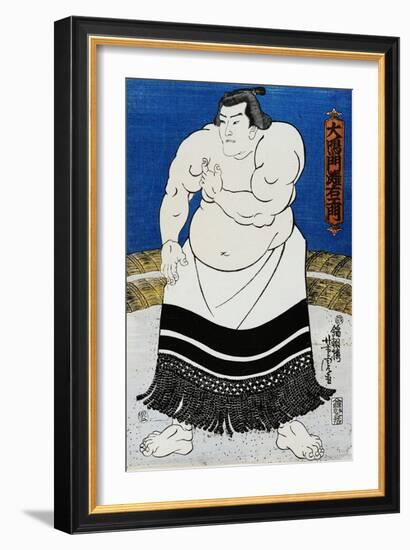 Japanese Print of a Sumo Wrestler Probably by Kunisada-Stefano Bianchetti-Framed Giclee Print