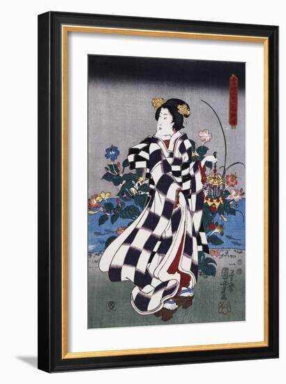 Japanese Print of a Woman Possibly by Yoshitoshi-Stefano Bianchetti-Framed Giclee Print