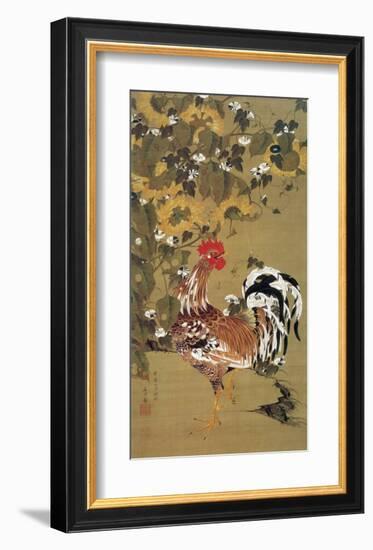 Japanese Rooster under the Grape Tree-Jyakuchu Ito-Framed Giclee Print