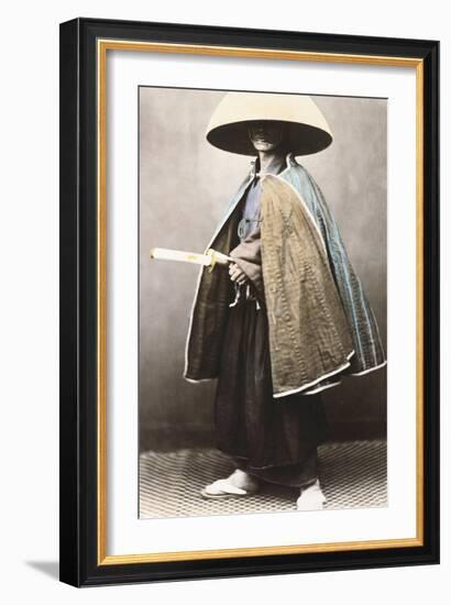 Japanese Samurai in Traditional Costume, 1868-Felice Beato-Framed Giclee Print