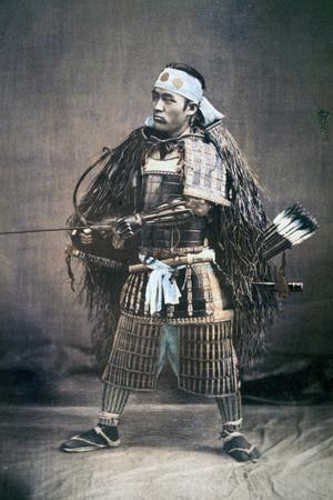 Japanese Samurai Warrior in Full Costume with Weapons, C.1880s' Giclee  Print | Art.com