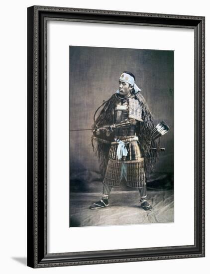 Japanese Samurai Warrior in Full Costume with Weapons, C.1880s-null-Framed Giclee Print