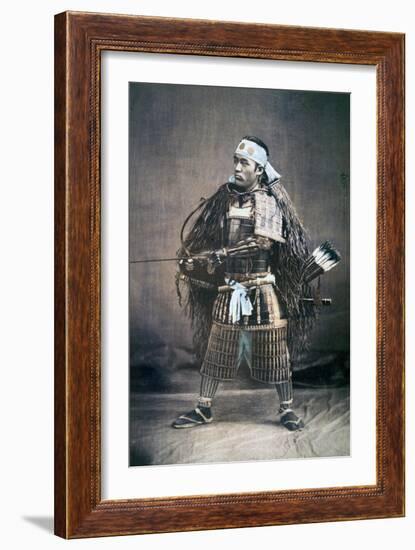 Japanese Samurai Warrior in Full Costume with Weapons, C.1880s-null-Framed Giclee Print