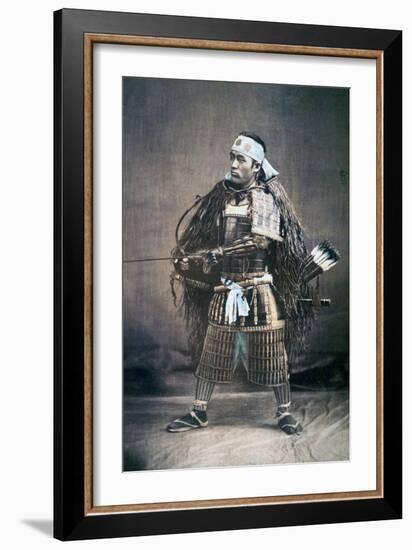 Japanese Samurai Warrior in Full Costume with Weapons, C.1880s-null-Framed Giclee Print