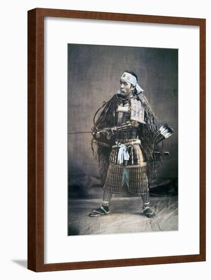 Japanese Samurai Warrior in Full Costume with Weapons, C.1880s-null-Framed Giclee Print