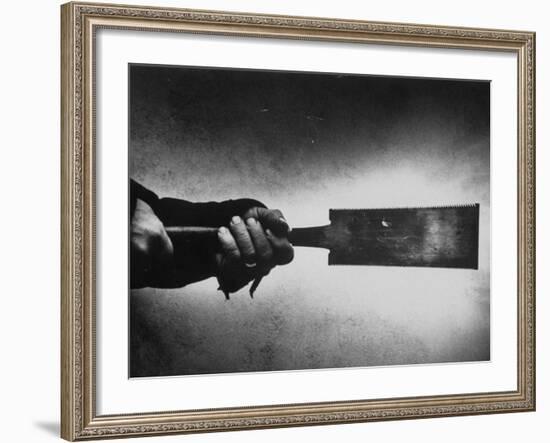 Japanese Saw Held by Furniture Maker George Nakashima-John Loengard-Framed Premium Photographic Print