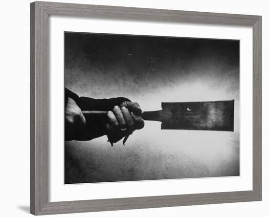 Japanese Saw Held by Furniture Maker George Nakashima-John Loengard-Framed Premium Photographic Print