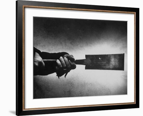 Japanese Saw Held by Furniture Maker George Nakashima-John Loengard-Framed Premium Photographic Print