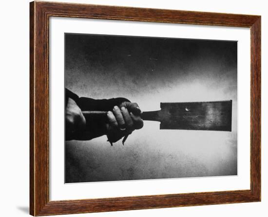 Japanese Saw Held by Furniture Maker George Nakashima-John Loengard-Framed Premium Photographic Print