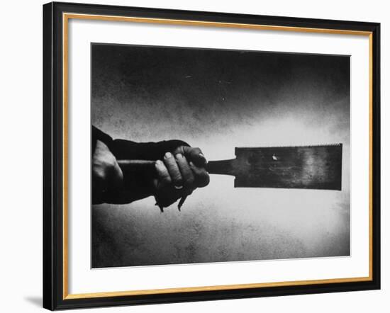 Japanese Saw Held by Furniture Maker George Nakashima-John Loengard-Framed Premium Photographic Print