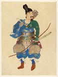 Japanese Warrior, 1800 - 1870 (Hand Coloured Woodblock Print)-Japanese School-Giclee Print