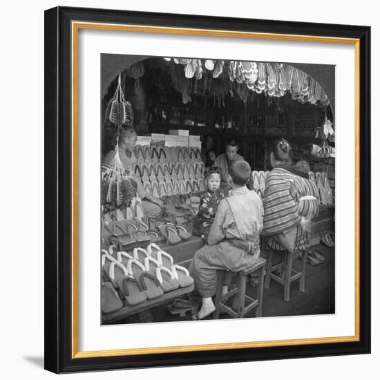 Japanese Shoe Shop, Early 20th Century-null-Framed Photographic Print