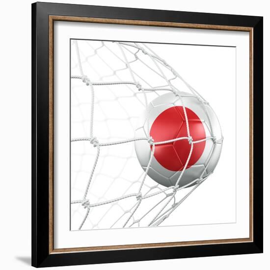 Japanese Soccer Ball in a Net-zentilia-Framed Art Print