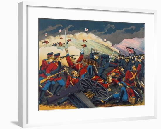 Japanese Soldier Overrun Russians at Fen-Shui Ling-null-Framed Art Print