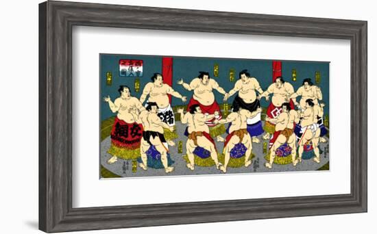 Japanese Sumo Wrestlers-null-Framed Giclee Print