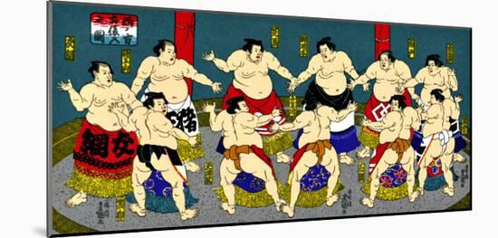 Japanese Sumo Wrestlers-null-Mounted Giclee Print